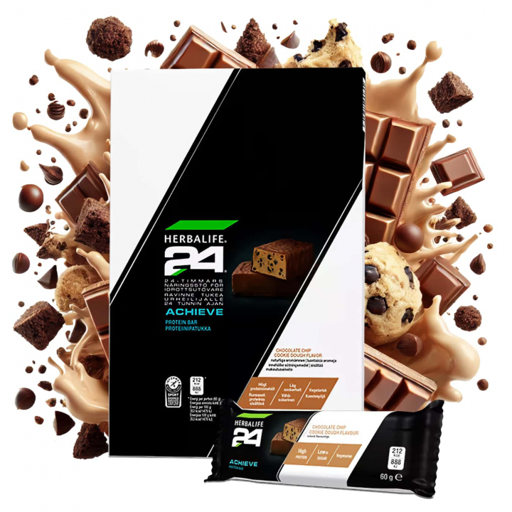 Herbalife H24 Achieve Protein Bar - Chocolate Chip Cookie Dough - Högt protein - Låg sockerhalt - Perfekt efter träning